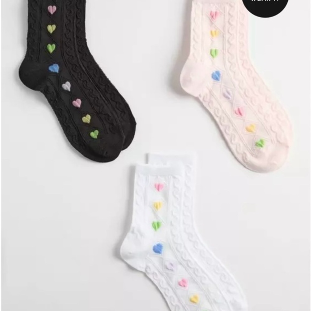 3-Pack Heart Crew Socks